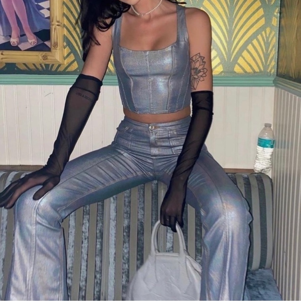 I. AM. GIA metallic flare pants size large